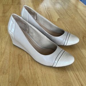 EUC beige wedge heels, worn only a few times, super comfortable